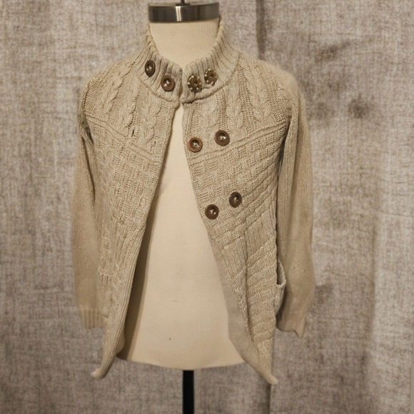 Kaisley Beige Knit Cardigan with Button Accents - Picture 1 of 6